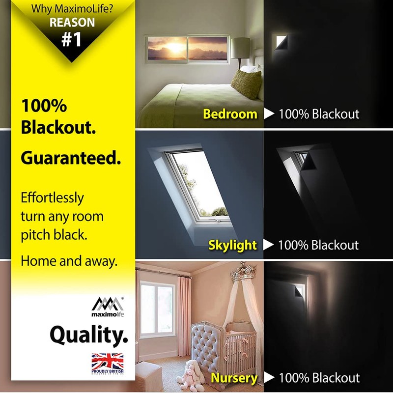 MaximoLife® Ultimate 100% Blackout Blind | Fits Any Window Size/Shape