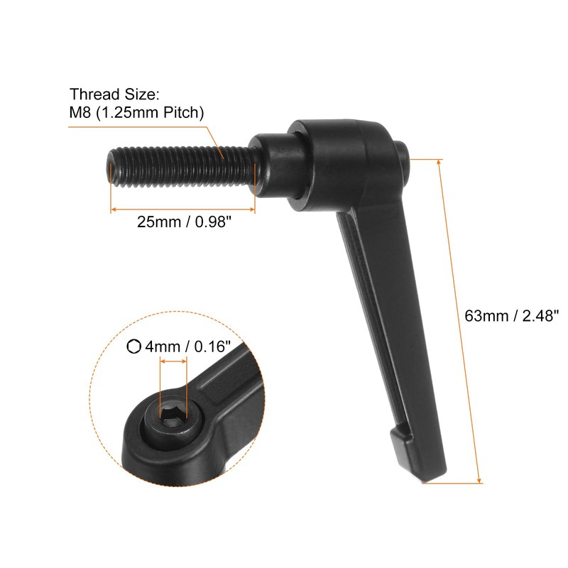 sourcing map 8pcs Adjustable Clamping Lever Handles M8 x 25mm
