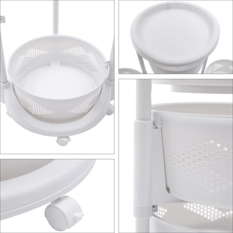 Kaibrite Rotating Kitchen Storage Rack, Multi-Layer Revolving Basket Kitchen Shelf