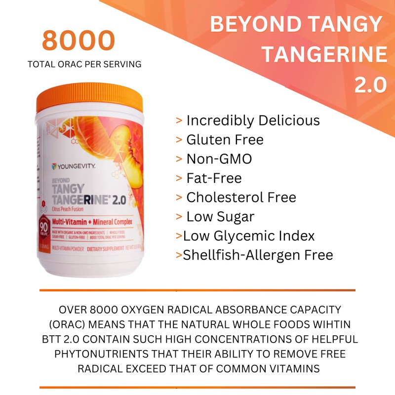 Youngevity Beyond Tangy Tangerine 2.0 Citrus Peach Fusion Multi-Vitamin &