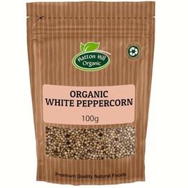 Organic White Peppercorns 100g by Hatton Hill | Smooth, Milder Spice for Refined Flavour