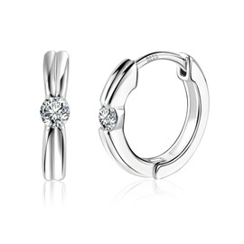 ALEXCRAFT Silver 925 Small Hoop Earrings, Hypoallergenic Silver Hoop Earrings, Thick Wide Small Cartilage Huggie Hoop Earrings, Small 16 mm Sterling Silver Hoop Earrings with Stone Zirconia Glitter