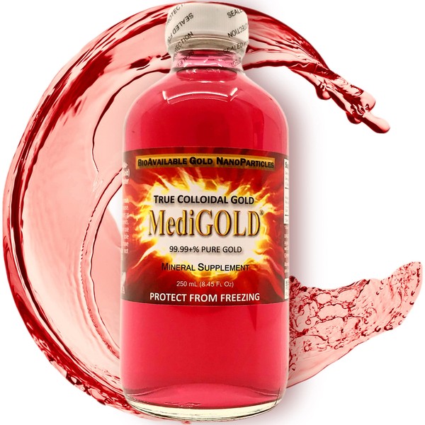 MediGOLD True Colloidal Gold Dietary Supplement - 250 mL in Clear Glass Bottle