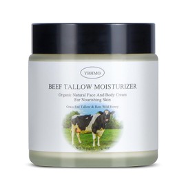 Hidratante de sarga de ternera, sarga de res para la piel, sarga de res alimentada con pasto orgánico con crema hidratante de miel cruda, hidratante para todo el cuerpo y la cara (4 onzas)