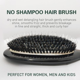 No Shampoo Hair Brush,100% Boar Bristle Hair Brush Set,Hair Brushes for Oily Hair, No Shampoo Hair Brush Fine Hair, Hair Brush for Women,Enhance Shine & Health