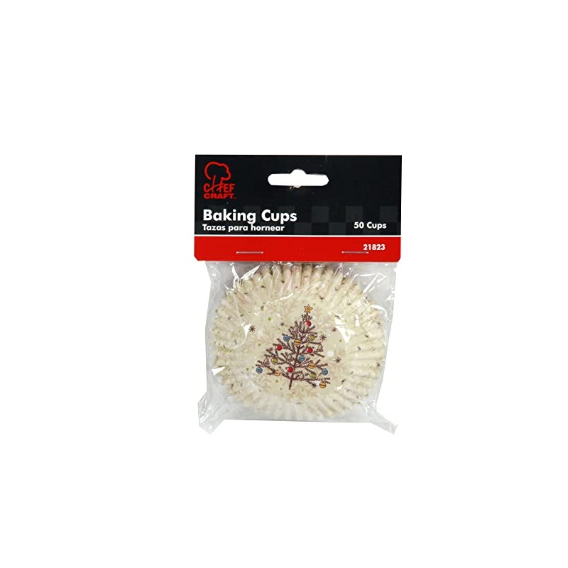 Chef Craft Paper Patterned Cupcake Liners, 50 Count, Off White/Green/Blue/Yellow/Red