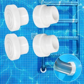 4-Pack Pool Ladder Bumpers,Pool Step Rubber End Caps for 1.10" Standard Swimming Pool Ladders,Tubing Protective Pool Liner Pool Ladder Replacement Parts(White)