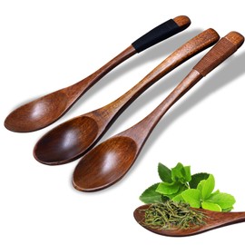 Small Wooden Spoons, Pack of 3, Small Wooden Spoons, Tea Spoons, Wooden Coffee Spoon, Environmentally Friendly Tableware Spoon, Wooden Spice Spoon for Tea, Coffee, Honey, Sugar, Spice (Pack of 3)