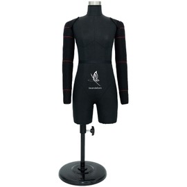 lavandeform Half Scale Dress Form with Arms (Not Adult Full Size) Tailor Female Mannequin Torso for Sewing Fully Pinable Dressmaker Dummy,1/2 Trouser Pattern Making Model (Flexible Arms Black)