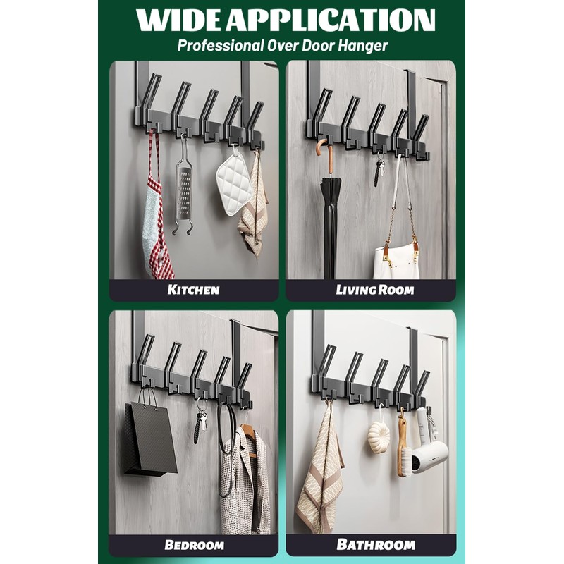 MIVITOOM Over Door Hooks, Over Door Towel Rack with 5