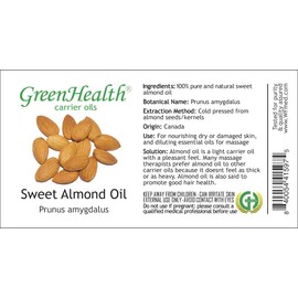 GreenHealth - Almond Sweet Oil 100% Pure, Cold Pressed - 32 fl oz - For Hair, Skin, & Nails - GreenHealth