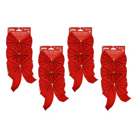 Black Duck Brand Set of 12 Red Velvet Festive Holiday Christmas Bows - Perfect as Tree Ornaments - Tree Filler - Decorative Ornaments - Perfect for Preparing for The Holidays!