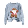 QUINTRA Oversized Pullover Women's Santa Print Sweatshirt, Long Sleeve Crew