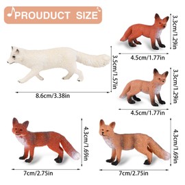 Gukasxi 5 PCS Fox Figures, Realistic Wild Fox Action Model, Miniature Fox Animals Toys, Wild Fox Desktop Decoration Set, Birthday Cupcake Topper for Kids, Educational Learning Toys