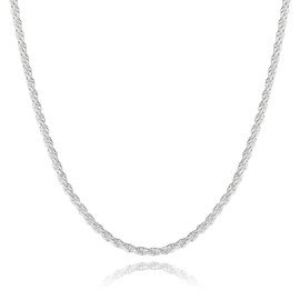 Silver Chain for Men Rope Chain - Sterling Silver Chain Necklace for Men 18 Inch Silver Chain for Men Diamond Cut Mens Silver Chain Necklace 3mm Silver Rope Necklace for Men Silver Necklace for Men