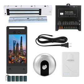 Face Recognition Access Control System with 600lb Magnetic Lock, 5-Inch HD Screen, Palm Vein, IC Card & Keypad Entry, Doorbell & Infrared Exit Button for Home Business Security