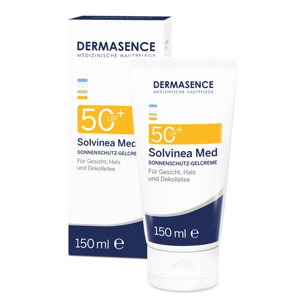 DERMASENCE Solvinea MED SPF 50+, 150 ml, very high UV A/B protection, for sensitive, oily or impurity-prone skin, for the prevention of skin damage, sun allergy and acne