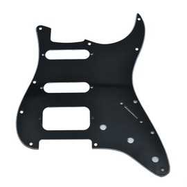KAISH 11 Hole Modern Strat HSS Pickguard 2- Screw Round Corner Humbucking Pickup Mounting Fits American Fender Strat Black 3 Ply
