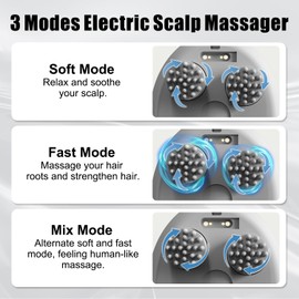 Tillsok Electric Scalp Massager, Head Massager for Hair Growth and Stress Relax, Handheld Portable Scalp Brush and Scrubber, Head Scratcher with 96 Kneading Nodes, Dog and Cat Massager(White)