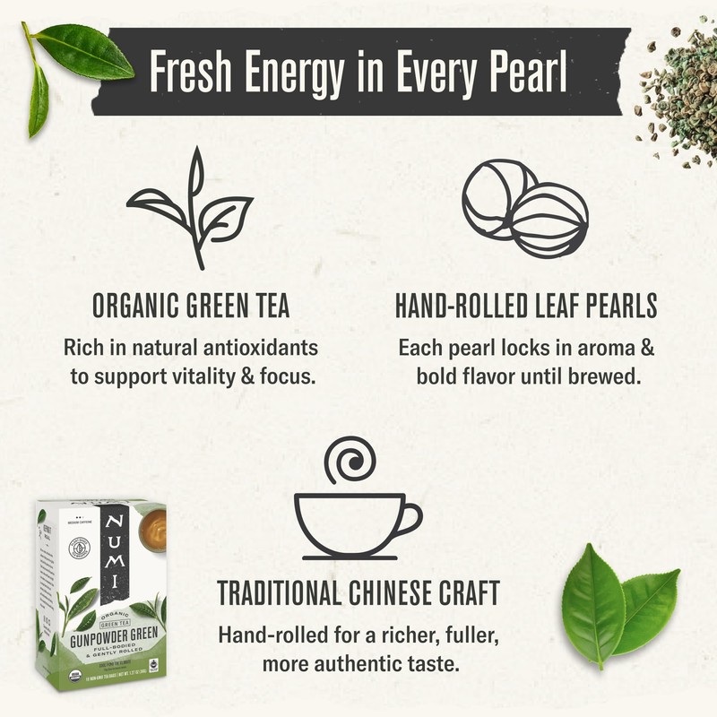 Numi Organic Gunpowder Green Tea - 18 Green Tea Bags