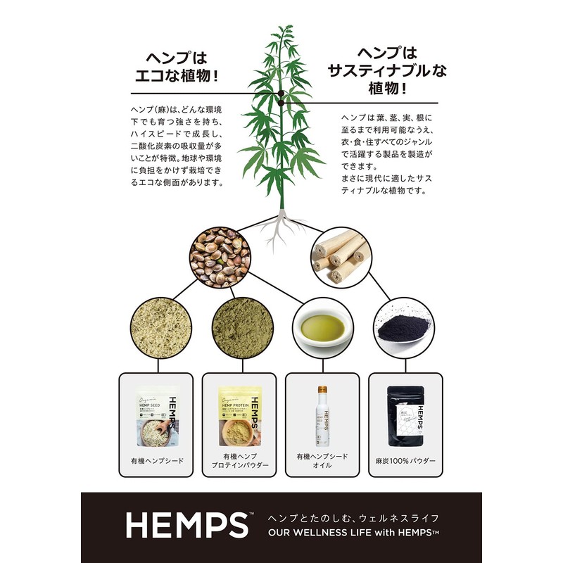 【HEMPS】 麻炭 100％ パウダー 12g | 安心安全 大手オーガニックスーパー取扱い | ヘンプ