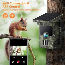 VOOPEAK Solar Wildlife Camera - 85MP 4K UHD 30fps WiFi Bluetooth Trail Camera with Night Vision 120° Motion Activated 0.1s Trigger Time IP66 Waterproof for Wildlife Monitoring