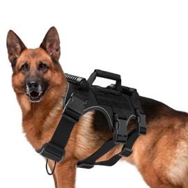 Dog Harness for Large Dogs, Adjustable Reflective Dog Harness, Harness for Dogs with 3 Handle and Removable Patches, Dog Harness Large for Walking, Training, Hiking