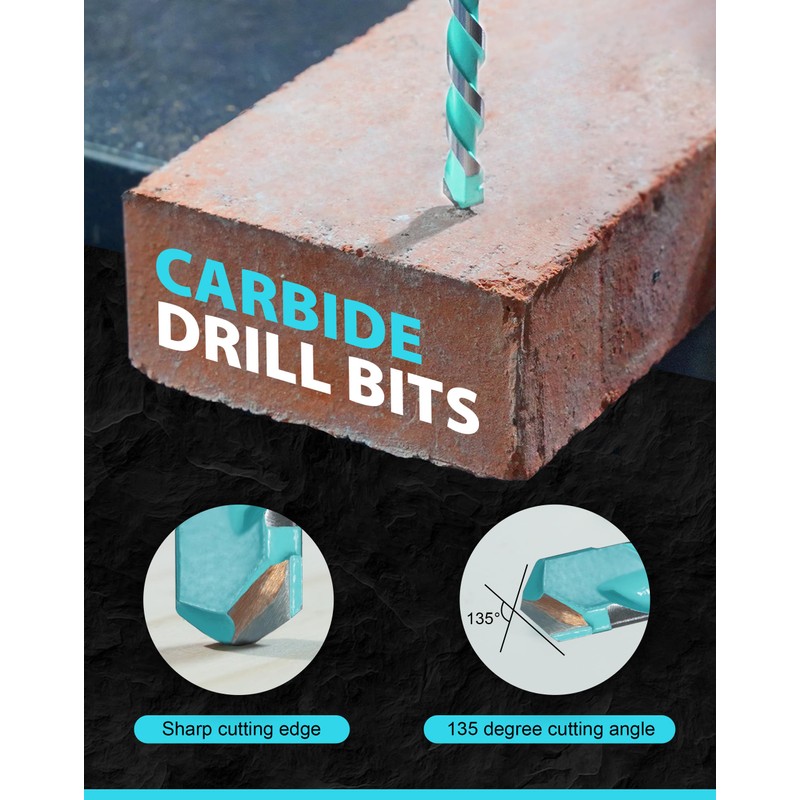 EZARC Masonry Drill Bit Set, Concrete Drill Bit Set with