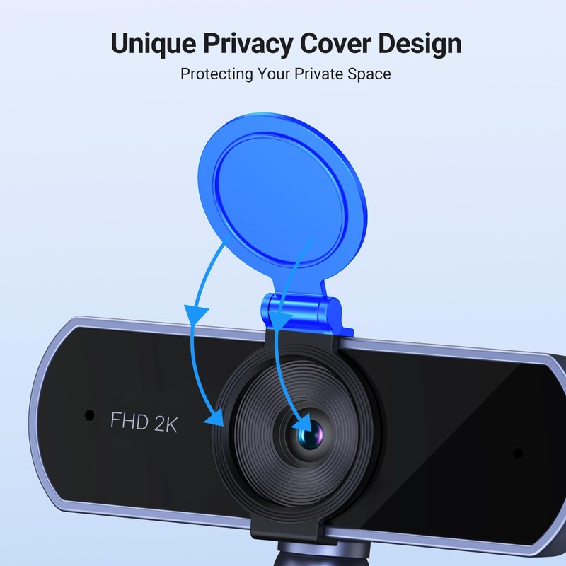 UGREEN Webcam 2K 30FPS Full HD, Cámara Web con Micrófono