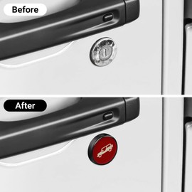 smnuxwm 3PCS Strong Magnetic Keyhole Covers for Jeep Wrangler JL JLU 2018-2025 & Gladiator JT 2020-2025,Door Lock Covers with Logo,Keyhole Protector (Red)