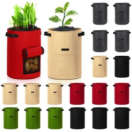 Yinder 20 Pcs 10 Gallon Potato Grow Bags with Flap and Handles Thickened Aeration Fabric Pots Garden Bags Potato Growing Containers Vegetable Garden Planter Bag for Plant Fruit Garden(Classic Color)