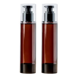 OHEETU 2Pcs 120ML/4OZ Empty Brown Plastic Airless Lotion Pump Dispenser Bottles Refillable Cosmetic Storage Container Vacuum Vials with Black Pump Heads and Clear Caps for Toiletries Foundation Cream
