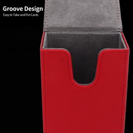 Tnfeeon Tarot Storage Box, Tarot Card Case Moon Patten Groove Design Non-Slip Line for Poker Game (Red)