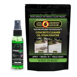 Oil Stain Fighter Starter Kit with Pre-treat Solution for Maximum Results | 2 oz. Pretreat Spray + 5 oz. Enzyme Powder | No Rinse Safe Concrete Cleaning Duo for Driveways and Patios | Starter Size