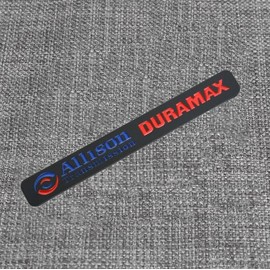 2Pcs Allison Transmission Emblems Hood 3D Nameplate Badge Letter Compatible with Silverado Dura-max (Black Red)