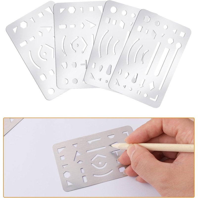 4 Pcs Erasing Shields Stainless Steel Drawing Template Shields Drafting