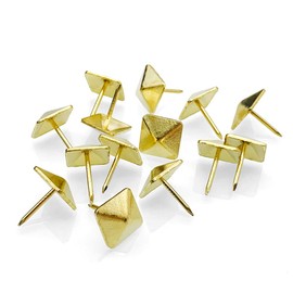 Let's Decorate 200pcs D12mmxL17mm Square Sofa Upholstery Tacks Brass Antique Bronze Color Wooden Furniture Decorative Tacks Thumb Nails Home DIY Upholstery Nails (12mmx17mm 200pcs, Gold)