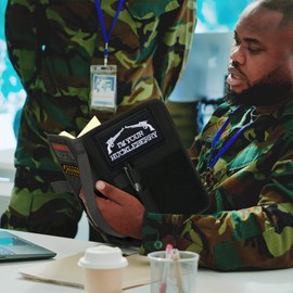 Homakover Black OCP Military Log Book Cover, 5.5”X 8” Tactical Military Notebook Holder, Army Tactical Notebook Holder, OCP Green Book Protective Cover-Only Cover