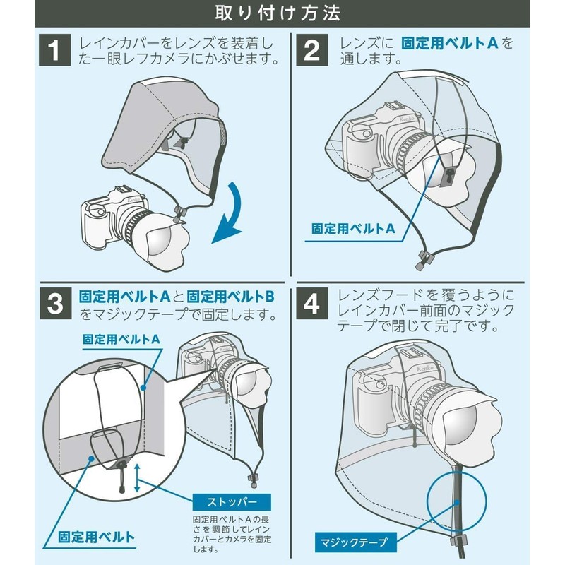 Kenko カメラレインカバーHT Lサイズ 撥水・透湿素材採用 望遠レンズ用 ネイビー KRG-RC01LNV