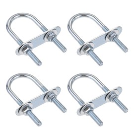 sourcing map Set of 4 Round U-Bolts Steel M6 with Nut Plate Washers 34 mm Inner 75 mm Long