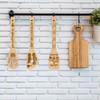 GLOBLELAND 6Pcs Owl Bamboo Cooking Utensils Wooden Engraved Cooking Spoons