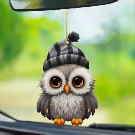 Unbranded Cute Owl In A Beanie Acrylic Pendant Hanging Ornament