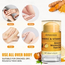 Set de 2 cremas para pies, cúrcuma y vitamina C, bálsamo hidratante natural para talones, hidrata profundamente, suaviza, repara y alisa la piel seca y agrietada, cuidado de los pies para mujeres y hombres, 1.41 oz*2