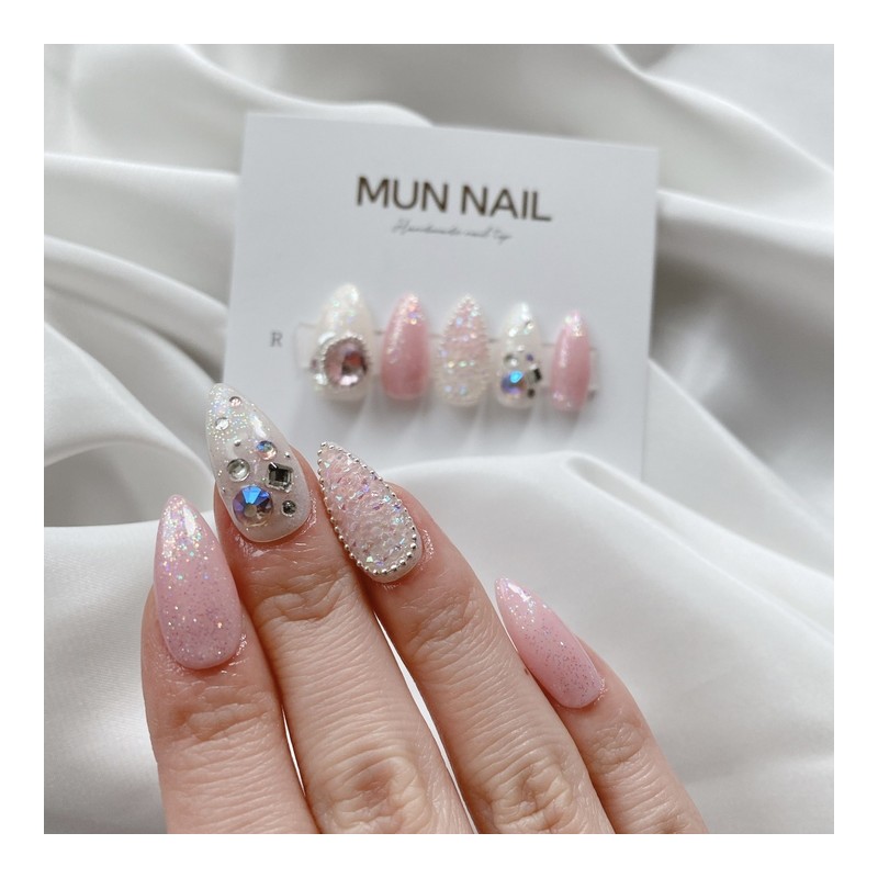 Pink dress nail tips - Long oval / 핑크드레스 네일팁