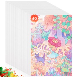 Omtofo 60 Sheets of Watercolour Paper, 300 g/m² Thick Watercolour Paper, Watercolour Paper, Postcards, for Watercolour Gouache Acrylic Painting, Hand Labelling (10.1 x 15.2 cm)
