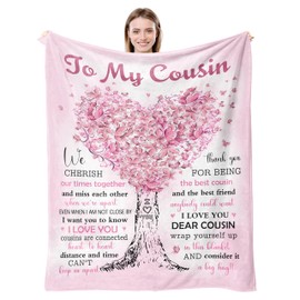 Basiole Cousin Gifts for Women Blanket, Cousin Gifts, Best Gifts for Cousins, Birthday Gifts for Cousins Female - to My Favorite Cousin Gift, Christmas Cousin Gift Ideas Throw Blanket 60"X50"