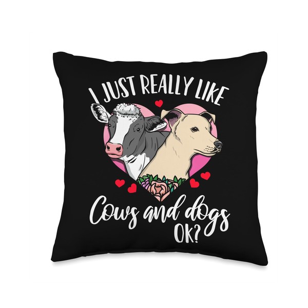 Cow Dog Rancher Farmer Throw Pillow