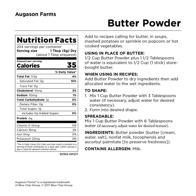 Augason Farms Butter Powder #10 Can Prepper Emergency Food Storage