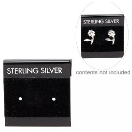 Platinum Earring Card, 100 Display Cards Black Flocked 1" Square with STERLING SILVER