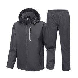 SWISSWELL Men's Waterproof Golf Rain Suit Rain Gear Jacket and Pant Outdoor Lightweight Hooded Raincoat Charcoal Medium